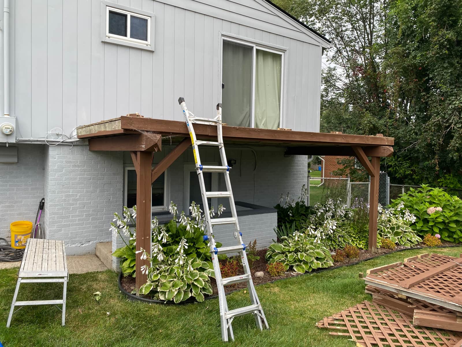 Second story balcony rebuild in Commerce, during photo, Daka Renovations